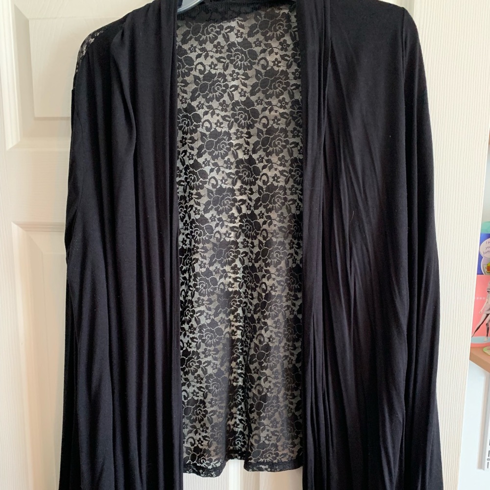 Black cardigan with lace back